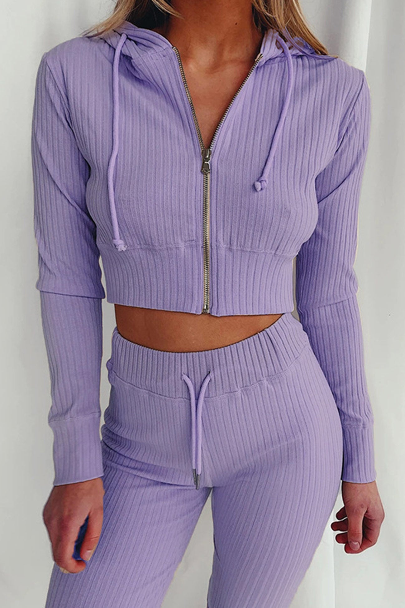 Maxct Ribbed Knit Hoodie Long Pants Suits