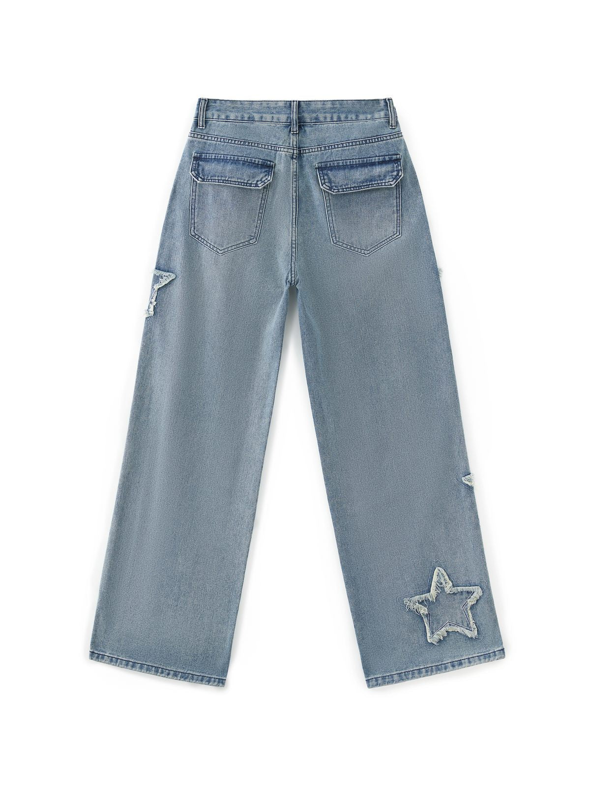 Vintage Wash Distressed Star Patch Boyfriend Jeans Maxct