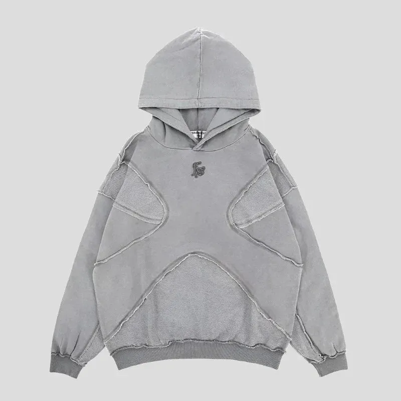 Solid High Street Patchwork Hoodie Maxct