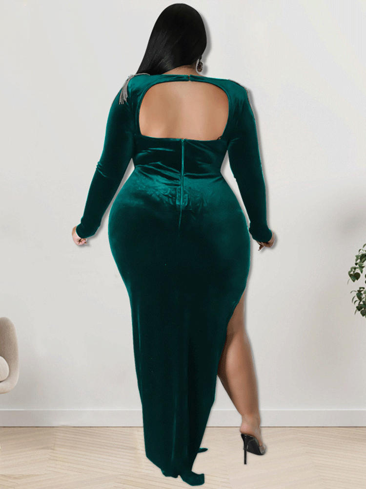 Velvet Slit Midi Dress Maxct