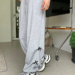 Maxct Stylish Bowknot Decoration Elastic Waist Palazzo Pants With Pleats For Women