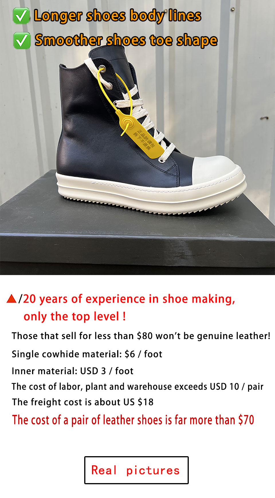 High Top Sneakers- Unisex Motorcycle Zip Boots