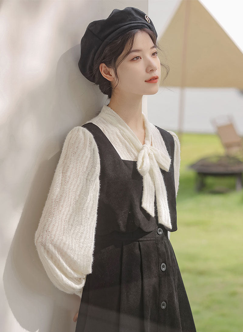 Scallop Button Up Twofer Dress Maxct