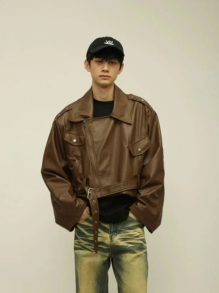 Maxct PU Leather Motorcycle Short Jacket