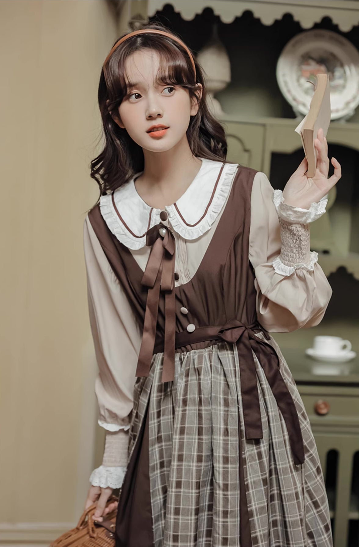 Mocca Plaid Twofer Midi Dress Maxct