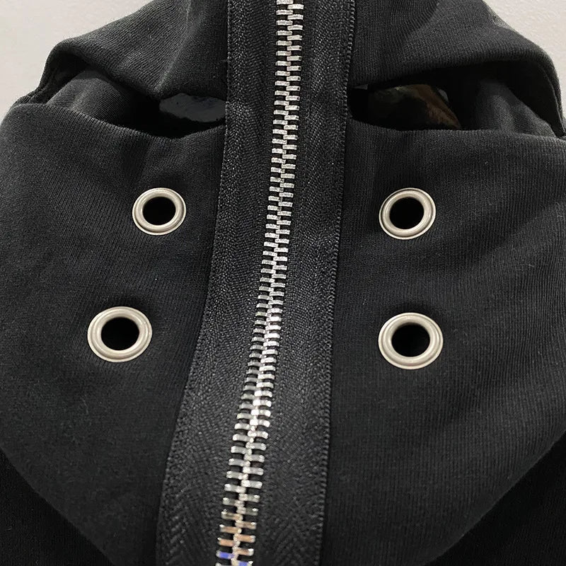 Black Hoodie Shark Zip-up Cotton for Men Maxct
