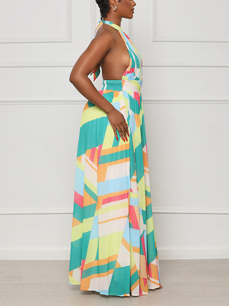 Halter Pleated Maxi Dress Maxct