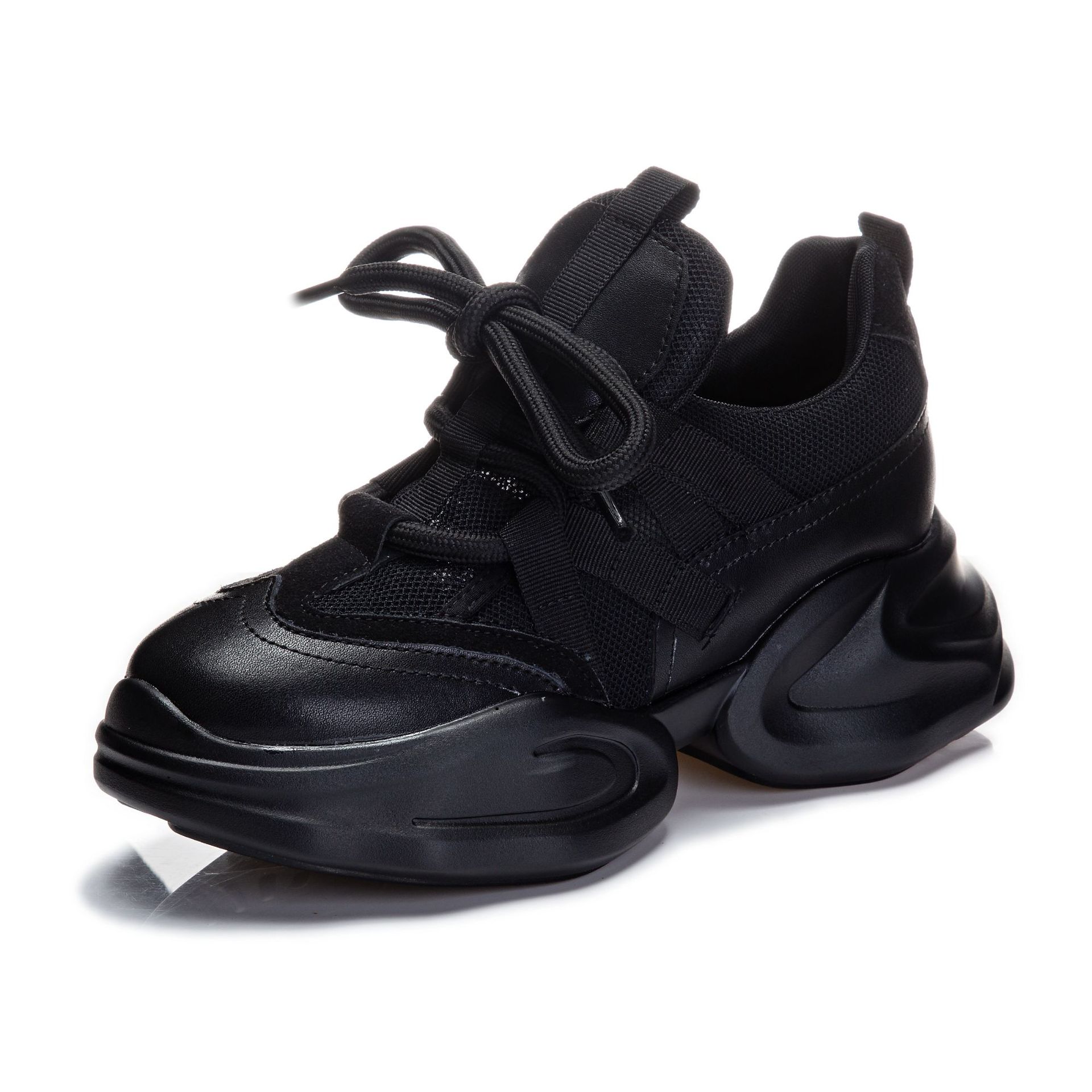 Women's 8cm Leather Air Mesh Sneakers - true deals club