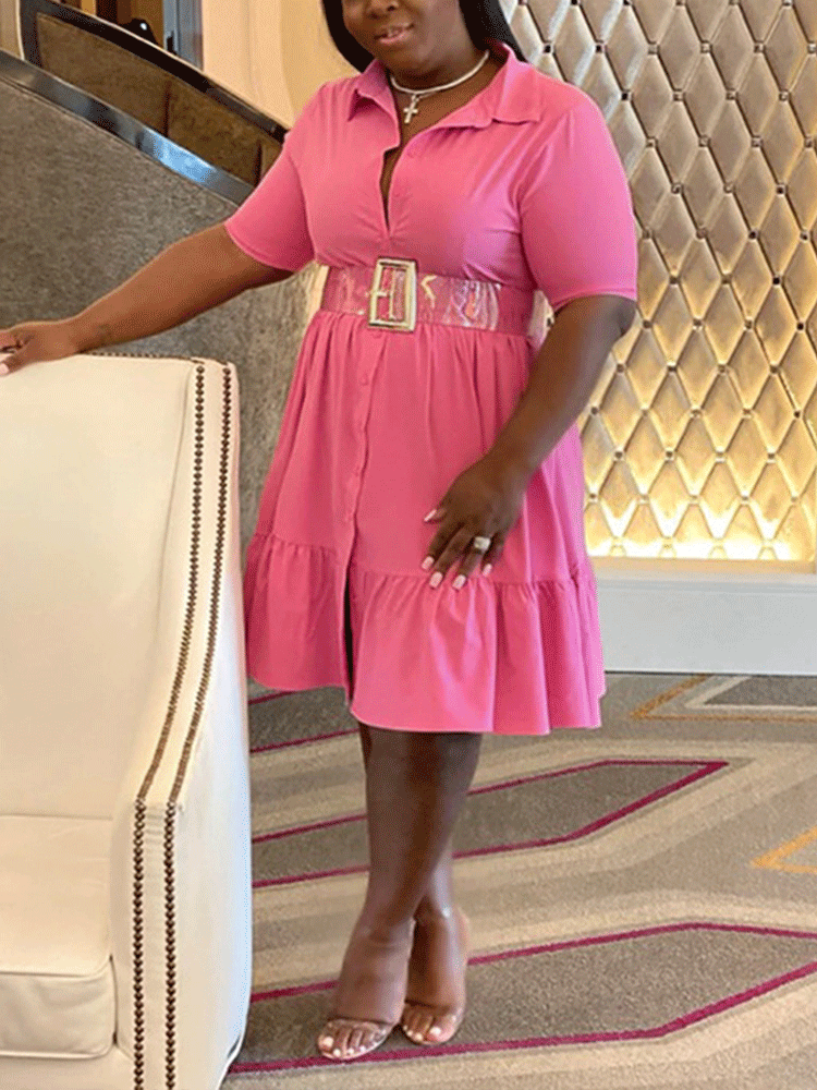 V-neck Lapels A-line Mini Dress Maxct