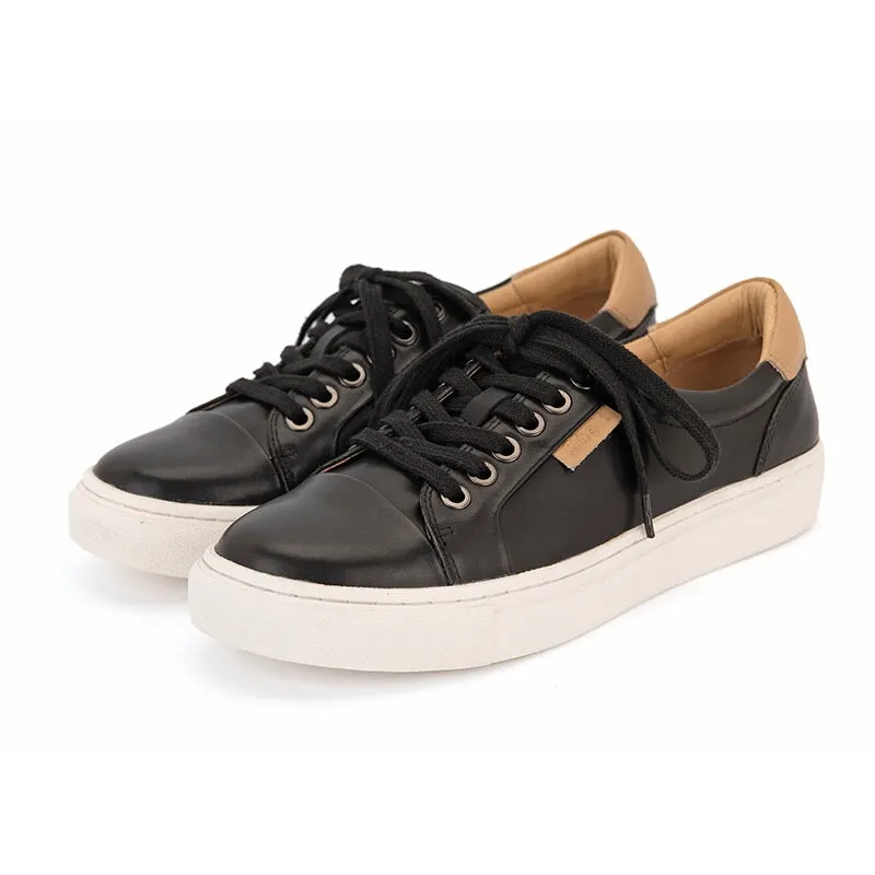 Women's Low Top Fashion Lace Up Flat Sneakers Heel Inlaid Sponge Maxct