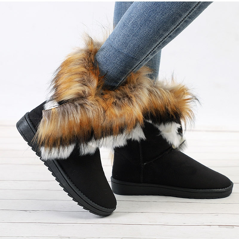 Suede Faux Fur Snow Boots Maxct