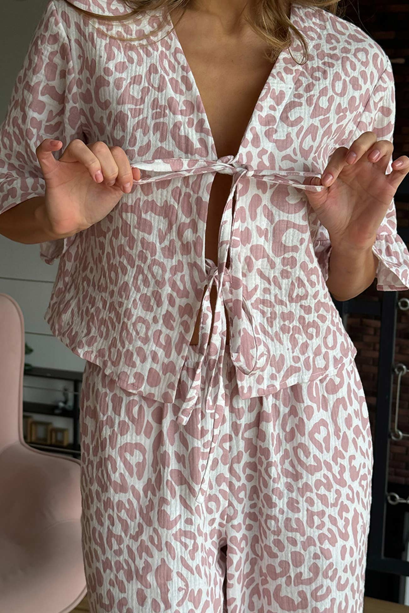 Maxct Printed Ruffle Tie-up Shirt Cotton Suits