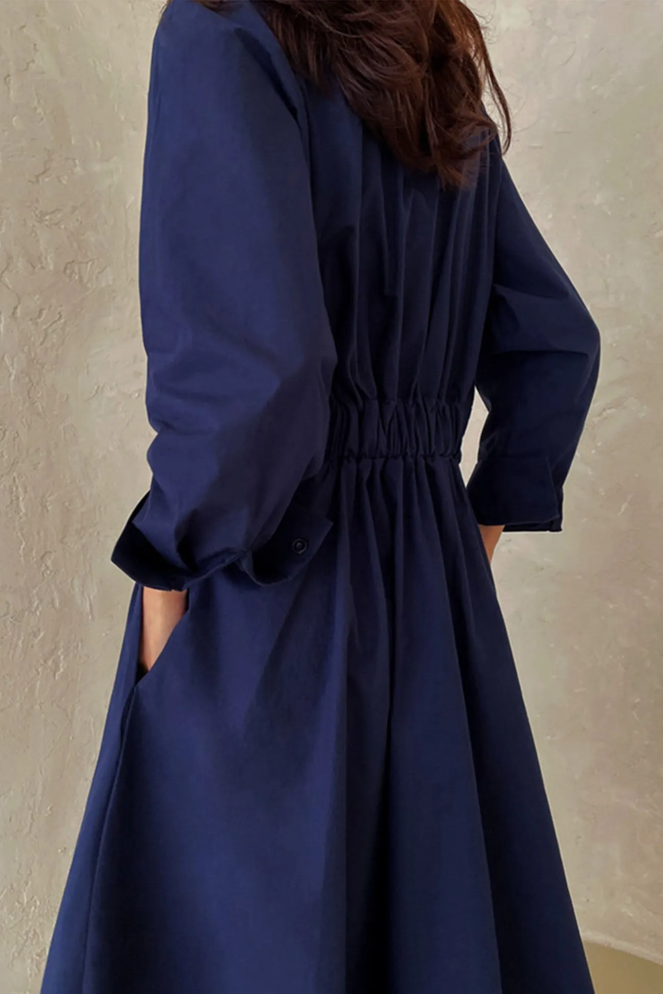 Maxct Cotton Long Sleeve A-Line Shirt Midi Dress