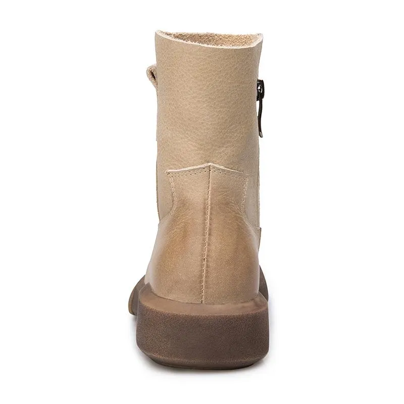 Waxing Short Boots for Winter Side Zipper Chelsea Boots Black/Coffee Maxct