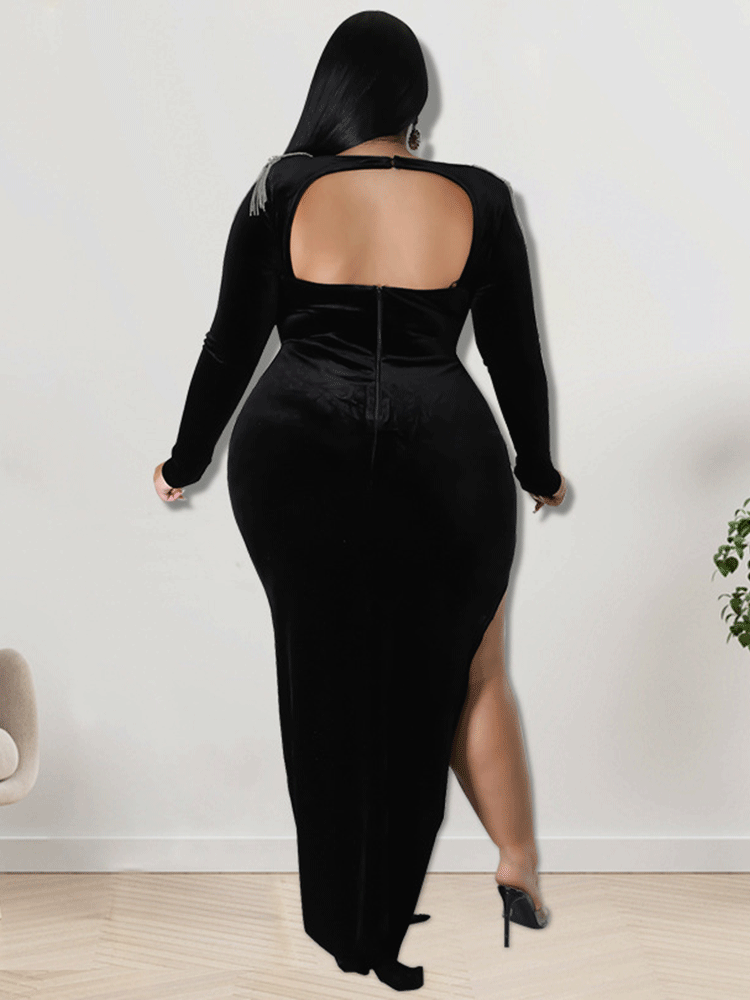 Velvet Slit Midi Dress Maxct