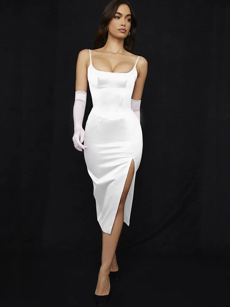 Spaghetti Strap Slit Bodycon Dress Maxct