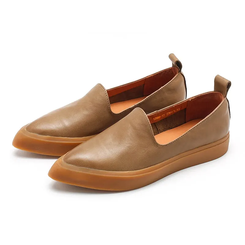 Vegetable Tanned Loafers Pointed Toe Flats Maxct