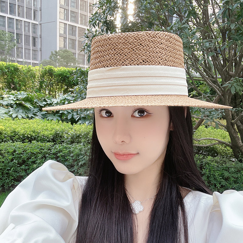 Internet Celebrity Ins Travel Wide Brim Flat Top Japanese Style Straw Hat
