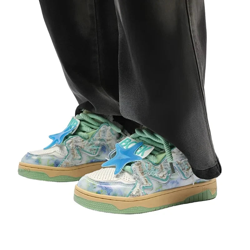 Broken Style Camo Print Green Sneakers Maxct