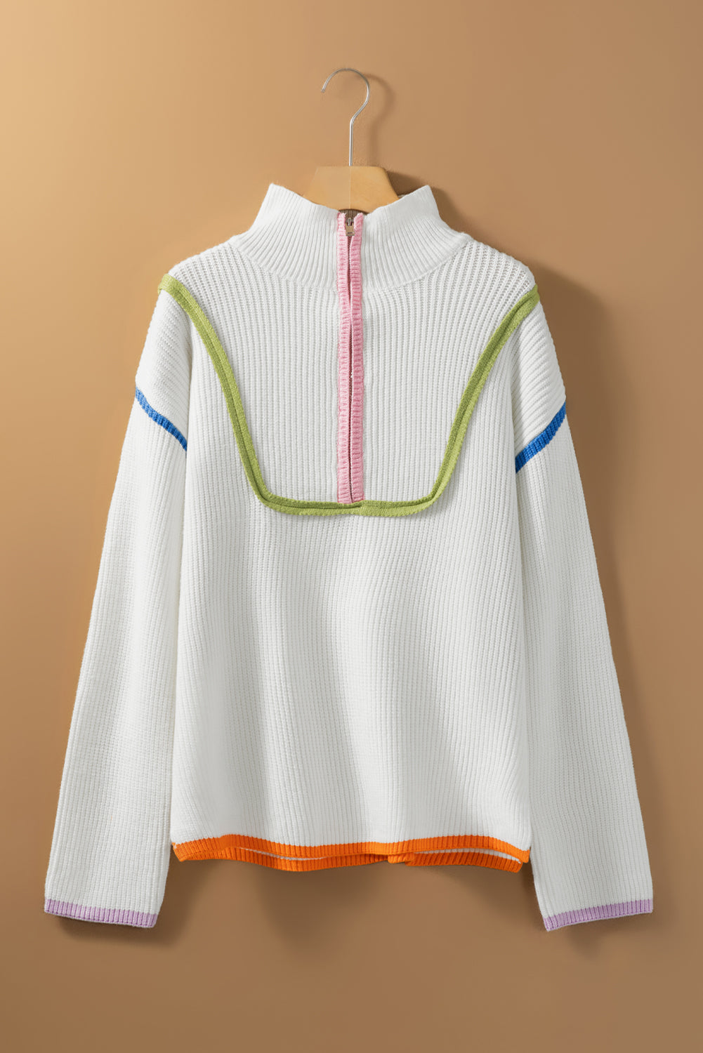 Maxct &Contrast Half Zip Drop Shoulder Sweater