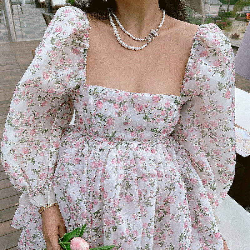 Rose Tea Reversible Mini Puff Dress Maxct