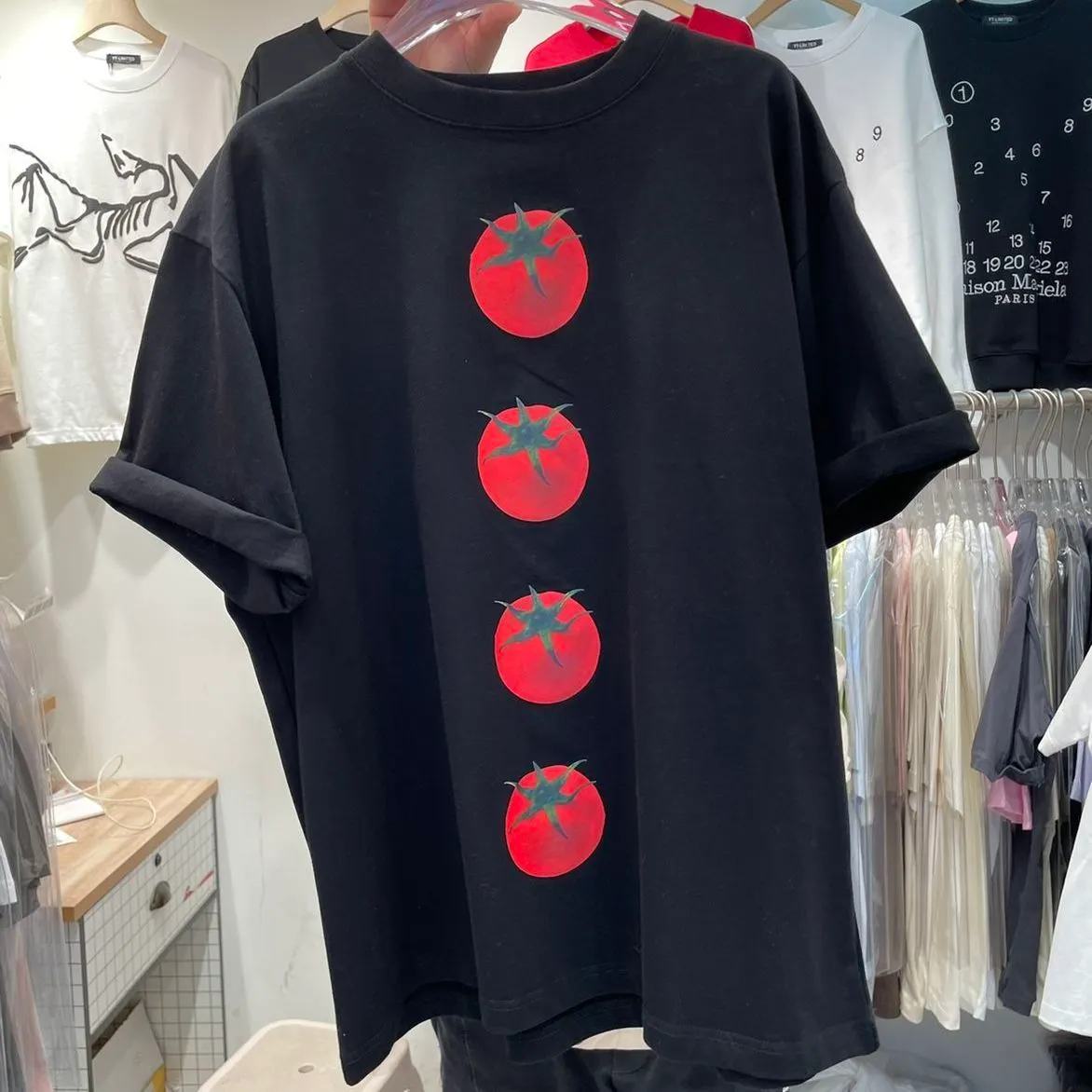 Maxct Summer Y2k Aesthetic Loose Tees Kawaii Cute Tomato Print T-shirts Short Sleeve O Neck Fashion All Match Tops Women