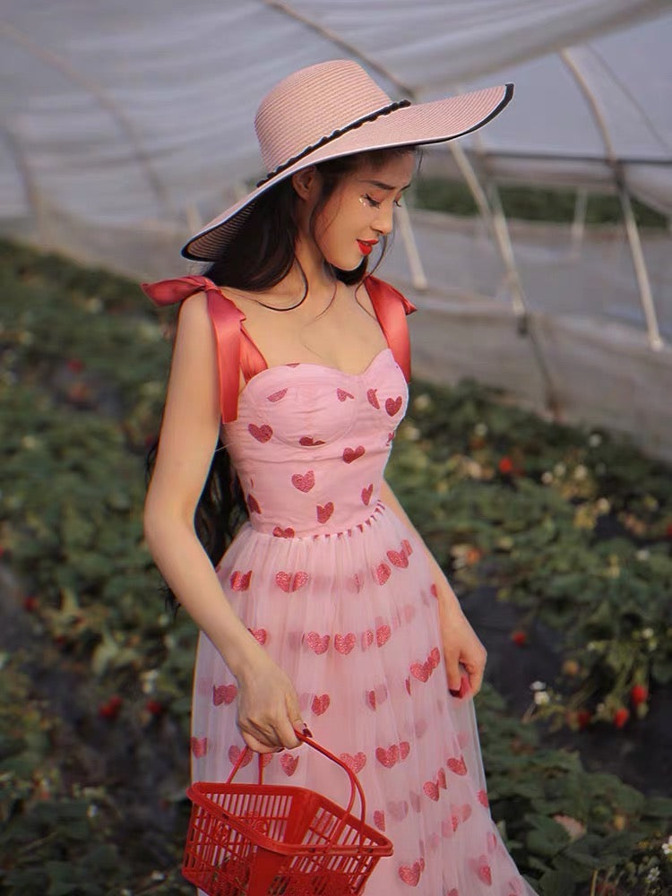Glitter Hearts Tulle Maxi Dress Maxct
