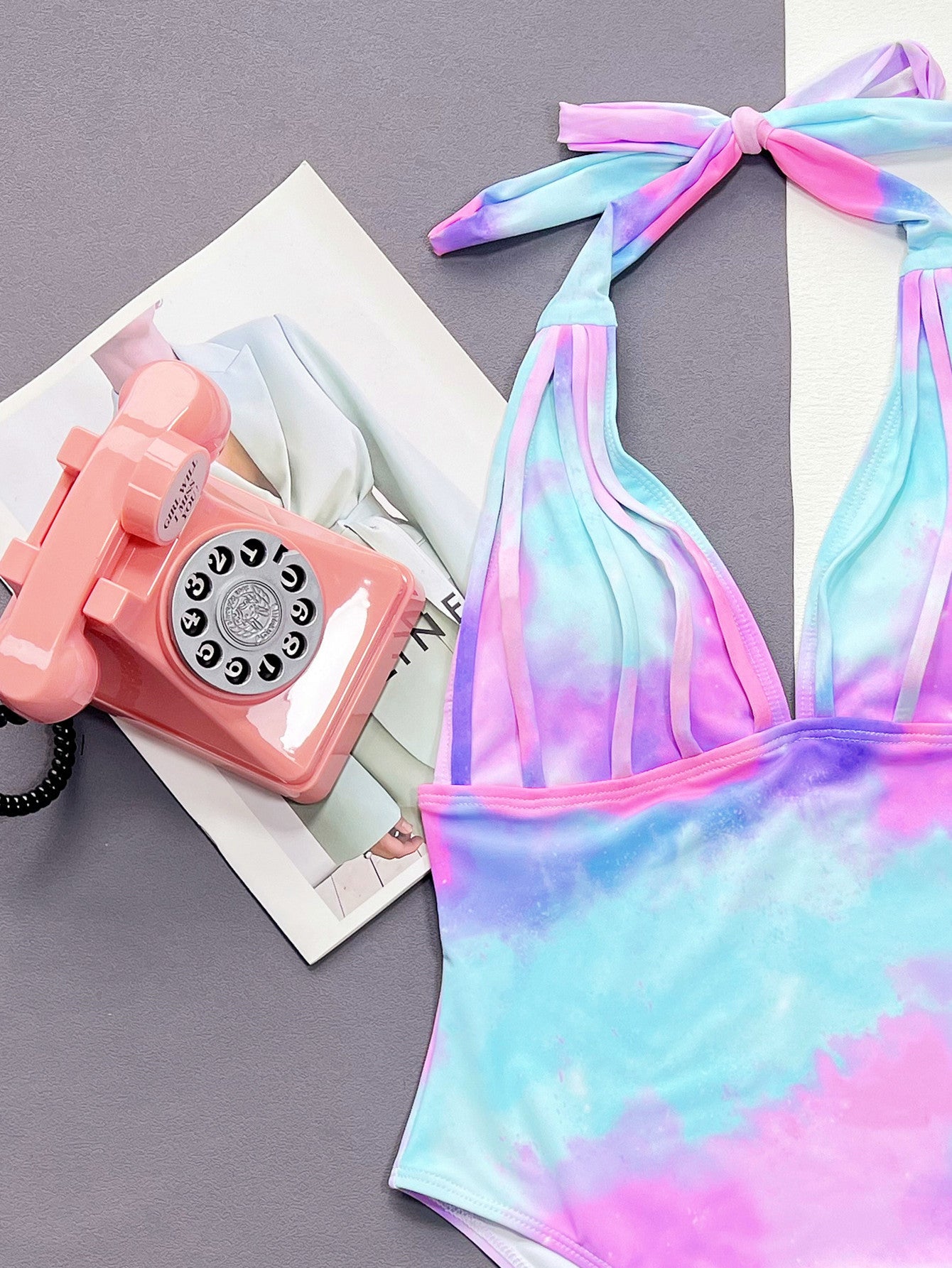 Maxct &Tie-Dye Halter Neck One-Piece Swimsuit