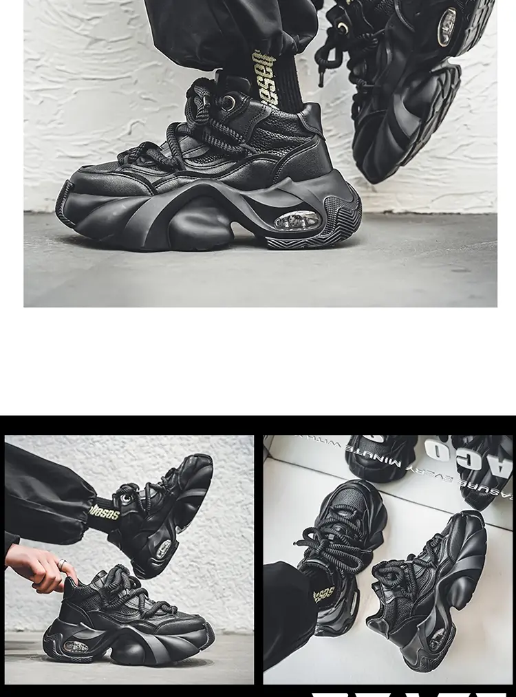 Microfiber Leather Upper Increased Platform Stylish Sneakers