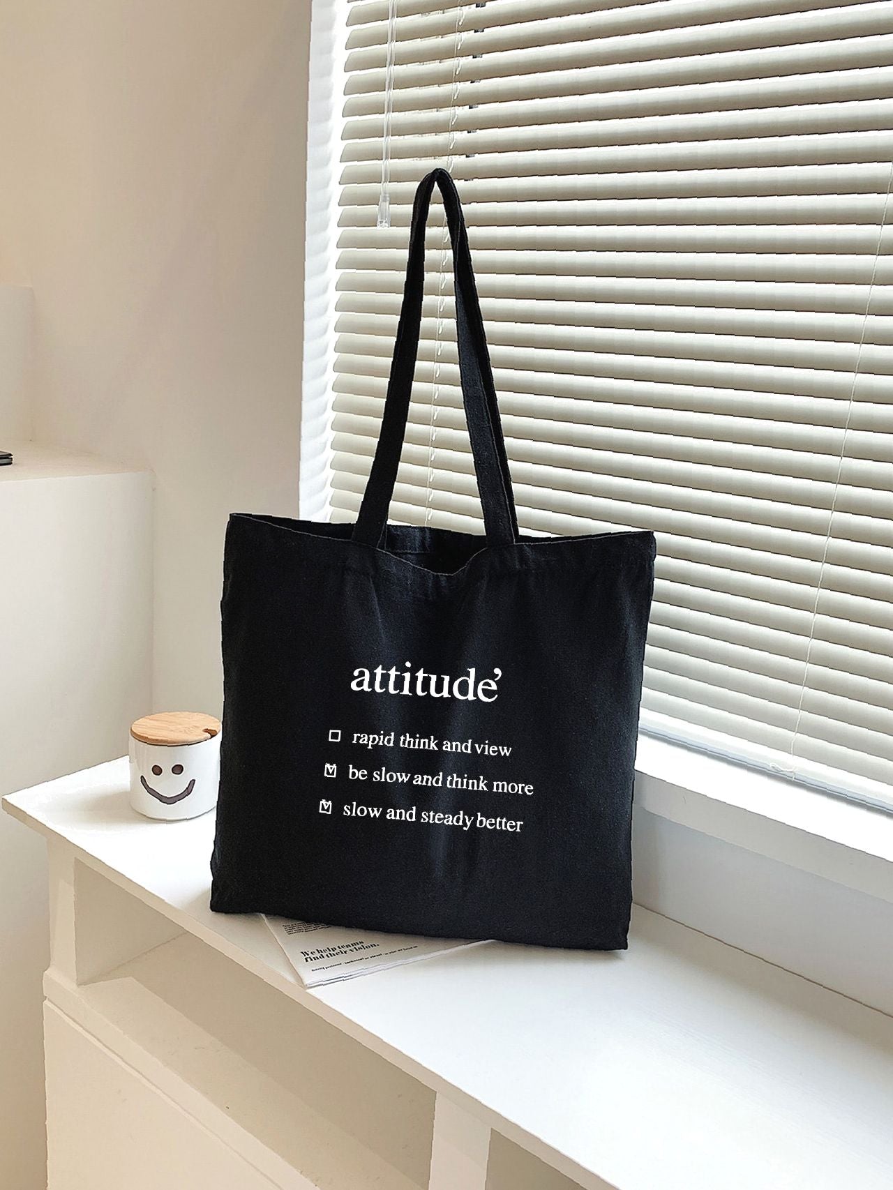 Maxct - Letter Graphic Canvas Shopper Bag  - Women Tote Bags