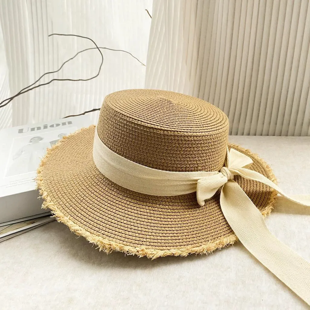 Maxct Internet Celebrity Ins Travel Wide Brim Flat Top Japanese Style Straw Hat