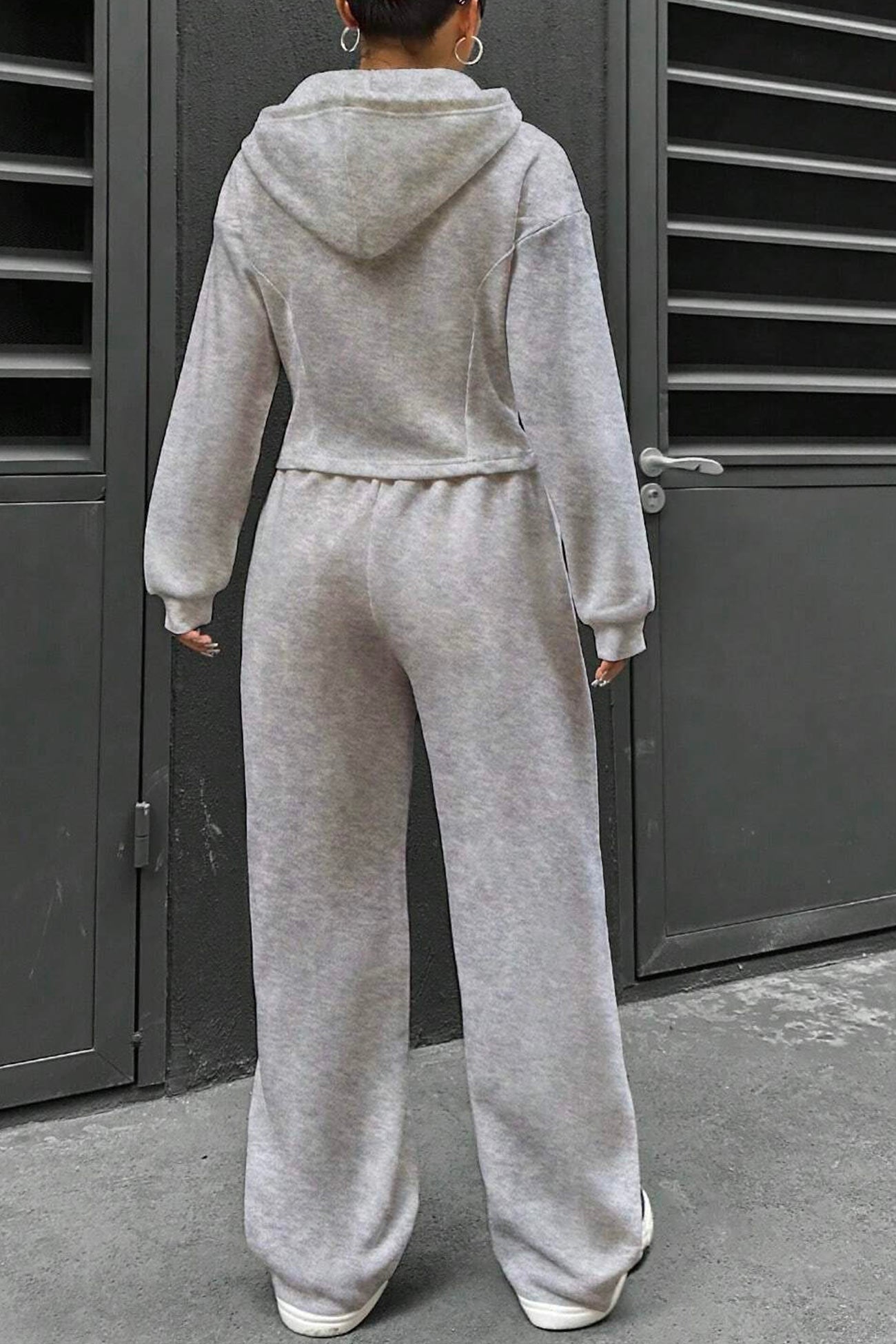 Maxct Solid Slim Fit Hoodie Pants Suits