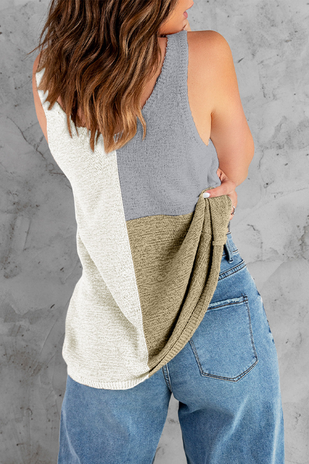 Maxct &Color Block V-Neck Knit Vest