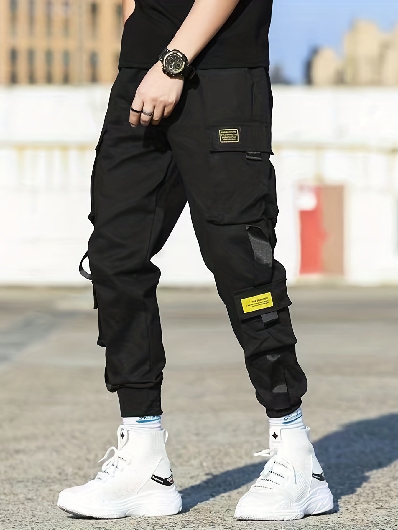 Maxct Classic Design Multi Flap Pockets Cargo Pants, Men's Casual Techwear Drawstring Cargo Pants Hip Hop Joggers For Autumn Summer Outdoor