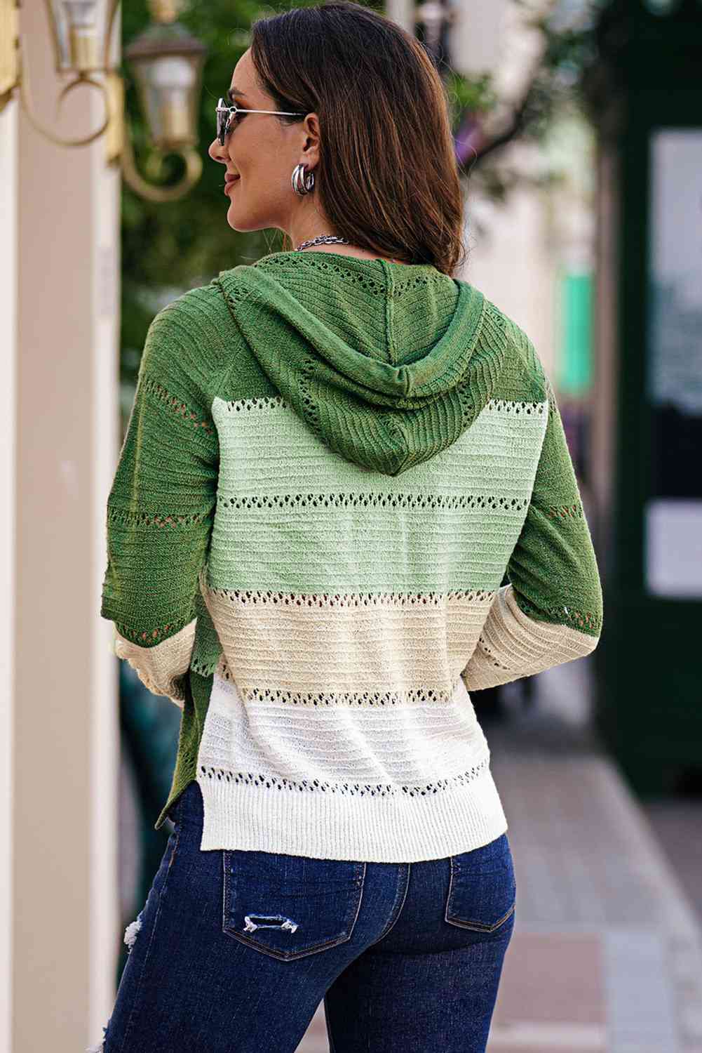 Maxct &Zip-Up Raglan Sleeve Openwork Hooded Cardigan - Image 15