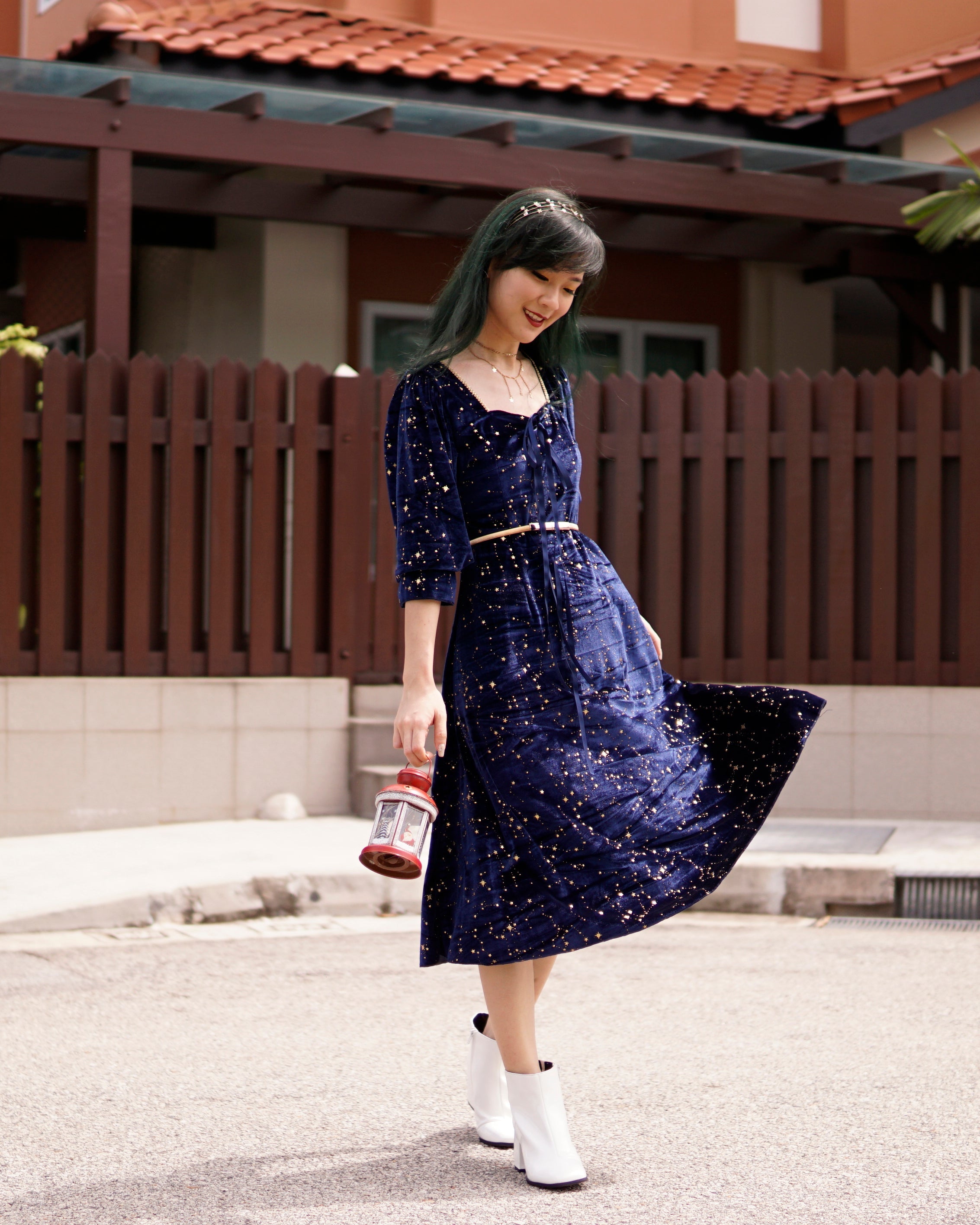 Constellation Velvet Midi Dress Maxct