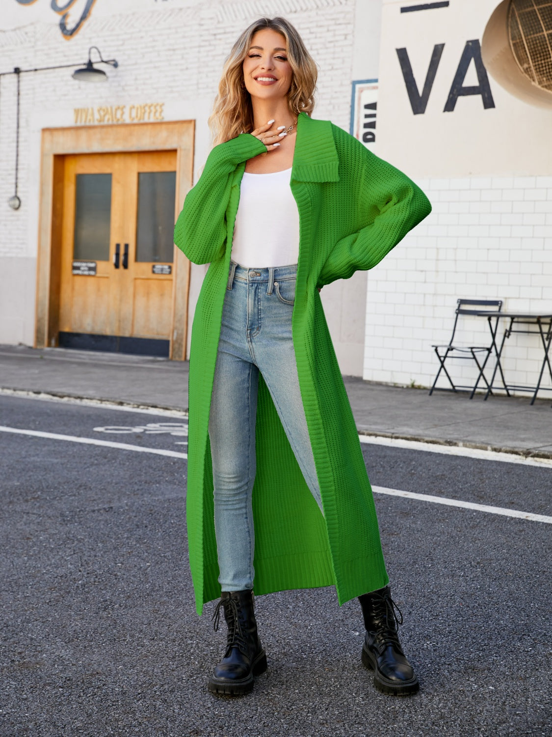 Maxct &Full Size Collared Open Front Duster Cardigan - Image 2
