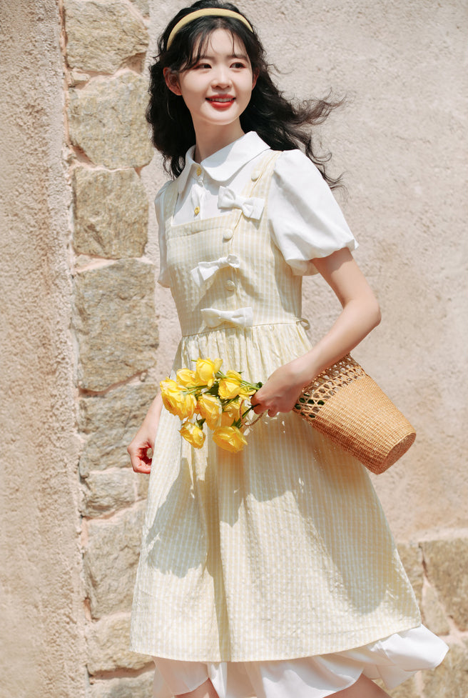 Gingham Bows Twofer Dress Maxct