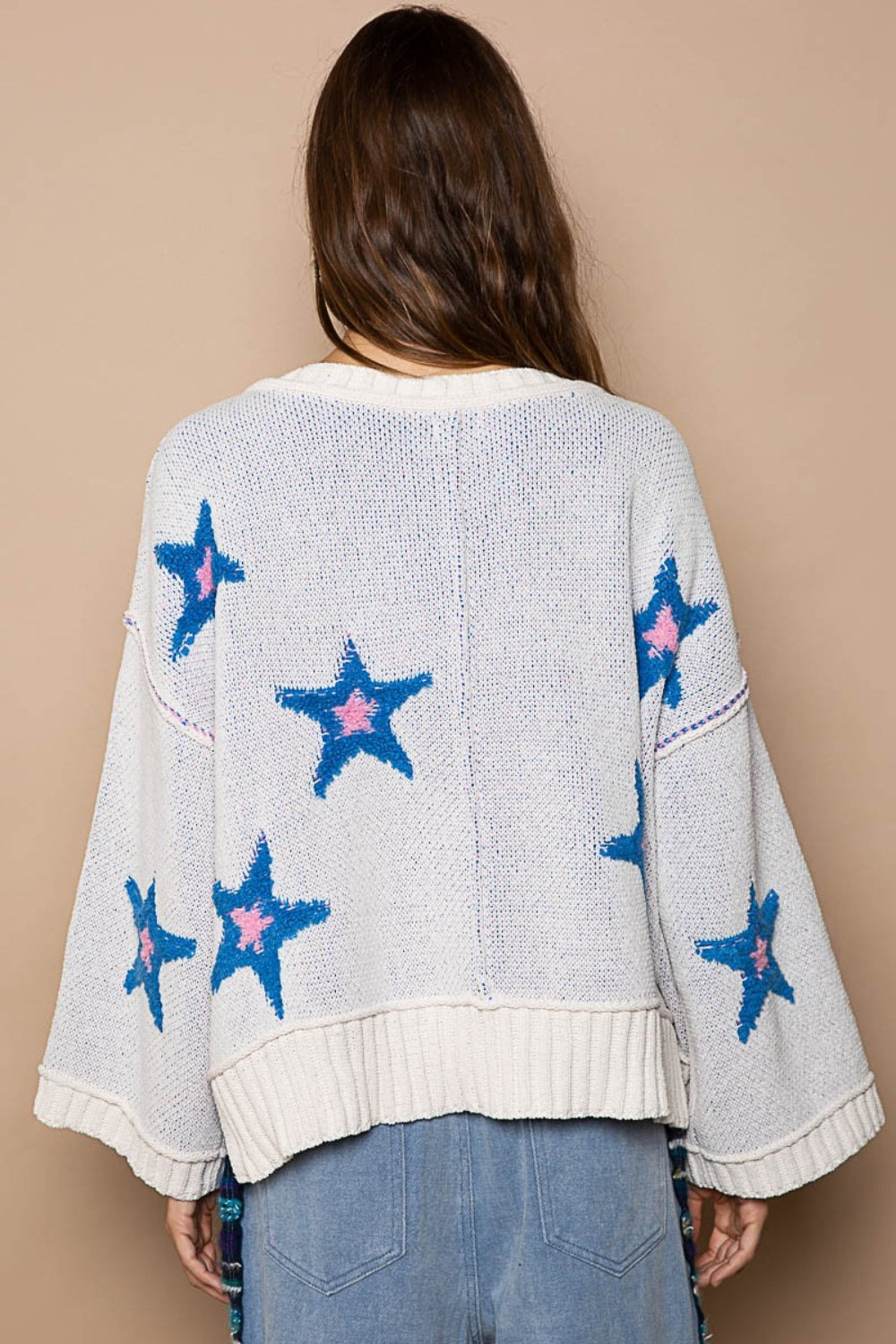 Maxct &POL Long Sleeve Star Patch Sweater
