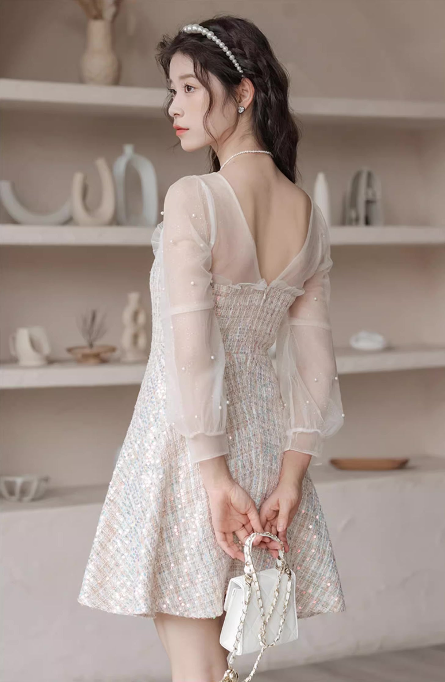 Daytime Sequin Tweed Mini Dress Maxct