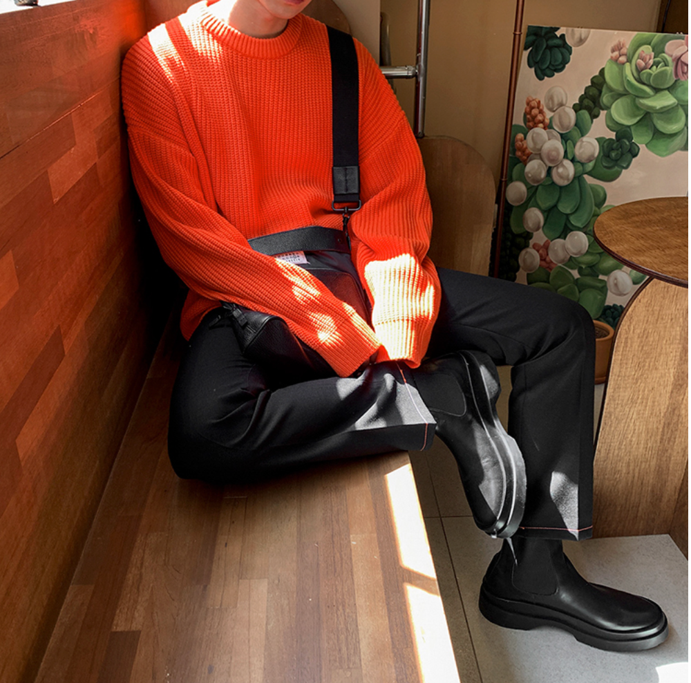 Maxct Orange Oversized Knit Sweater