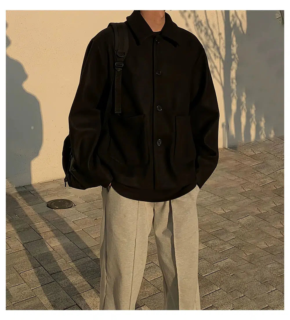 Maxct Lapel Wool Jacket with Pockets