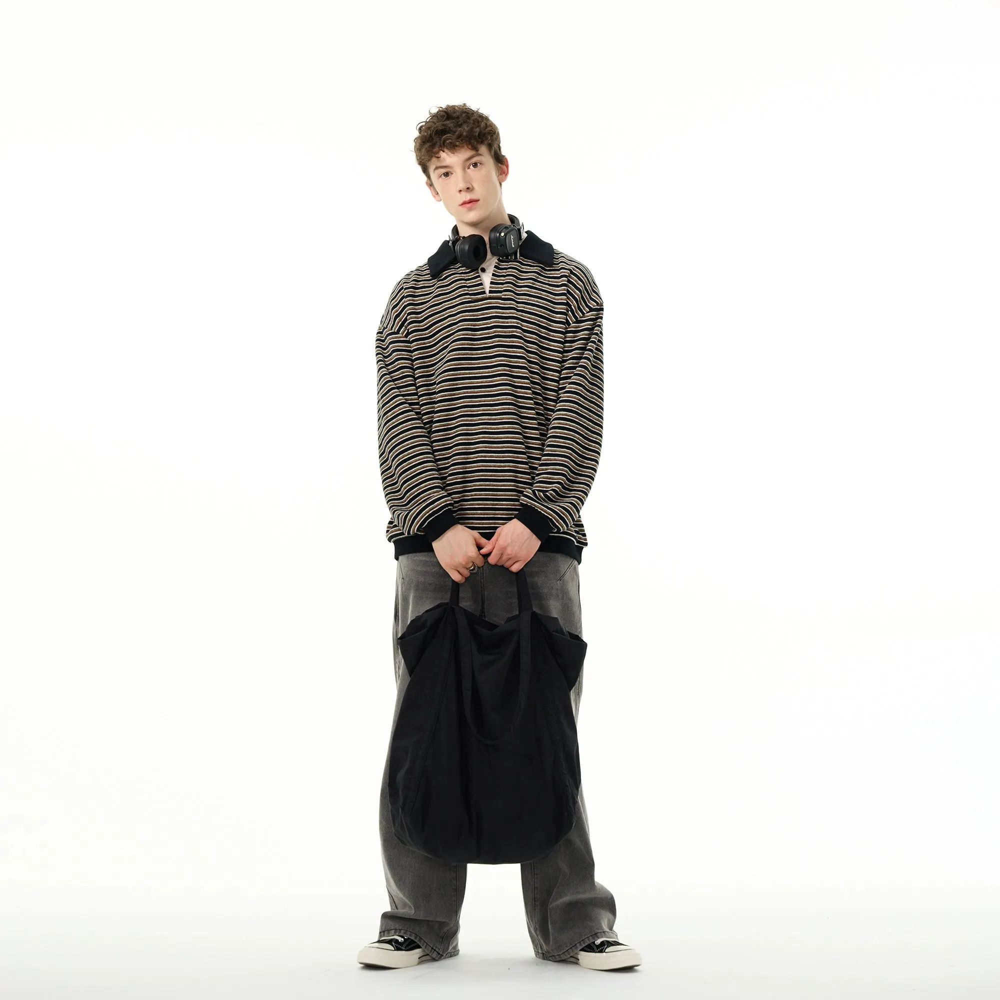 Madwitch Retro Fake Two-piece Striped Shirt Maxct