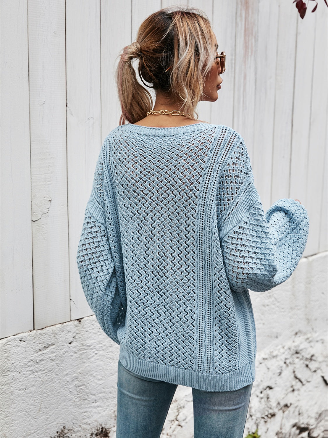 Maxct &V-Neck Dropped Shoulder Sweater
