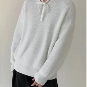 Maxct Lace-up Knitted Pullover Sweater