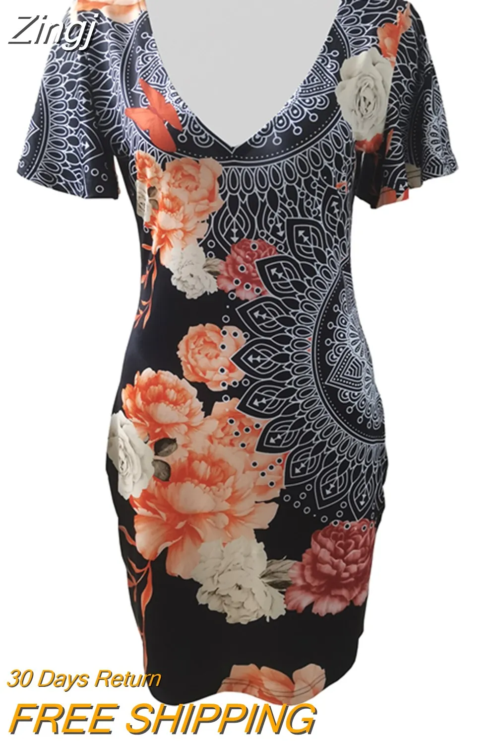 Maxct Women Elegant Dress Vintage Floral Print Ruffles Bodycon Dress for Party Cocktails Casual Mini Dress Vacation Dress