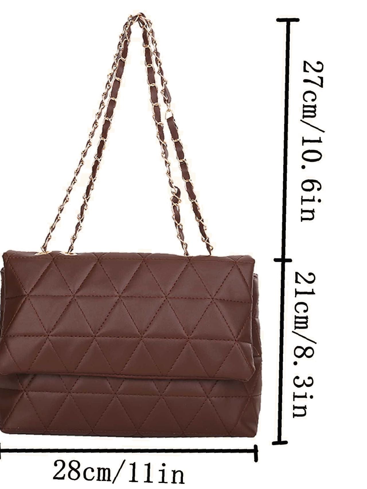 Maxct - Minimalist Quilted Chain Flap Square Bag - Women Tote Bags