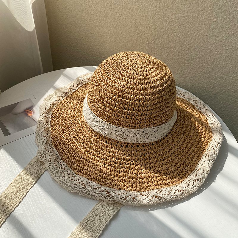 Straw Hat Ins Young Adult Shoelace Summer Outing Lace