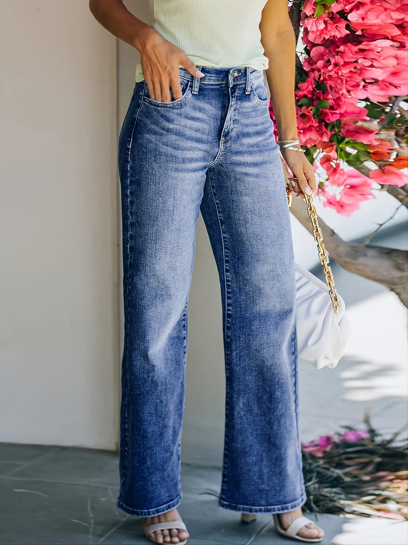 Maxct  Women's Wide Leg Loose Denim Pants, Casual Jeans With Pockets