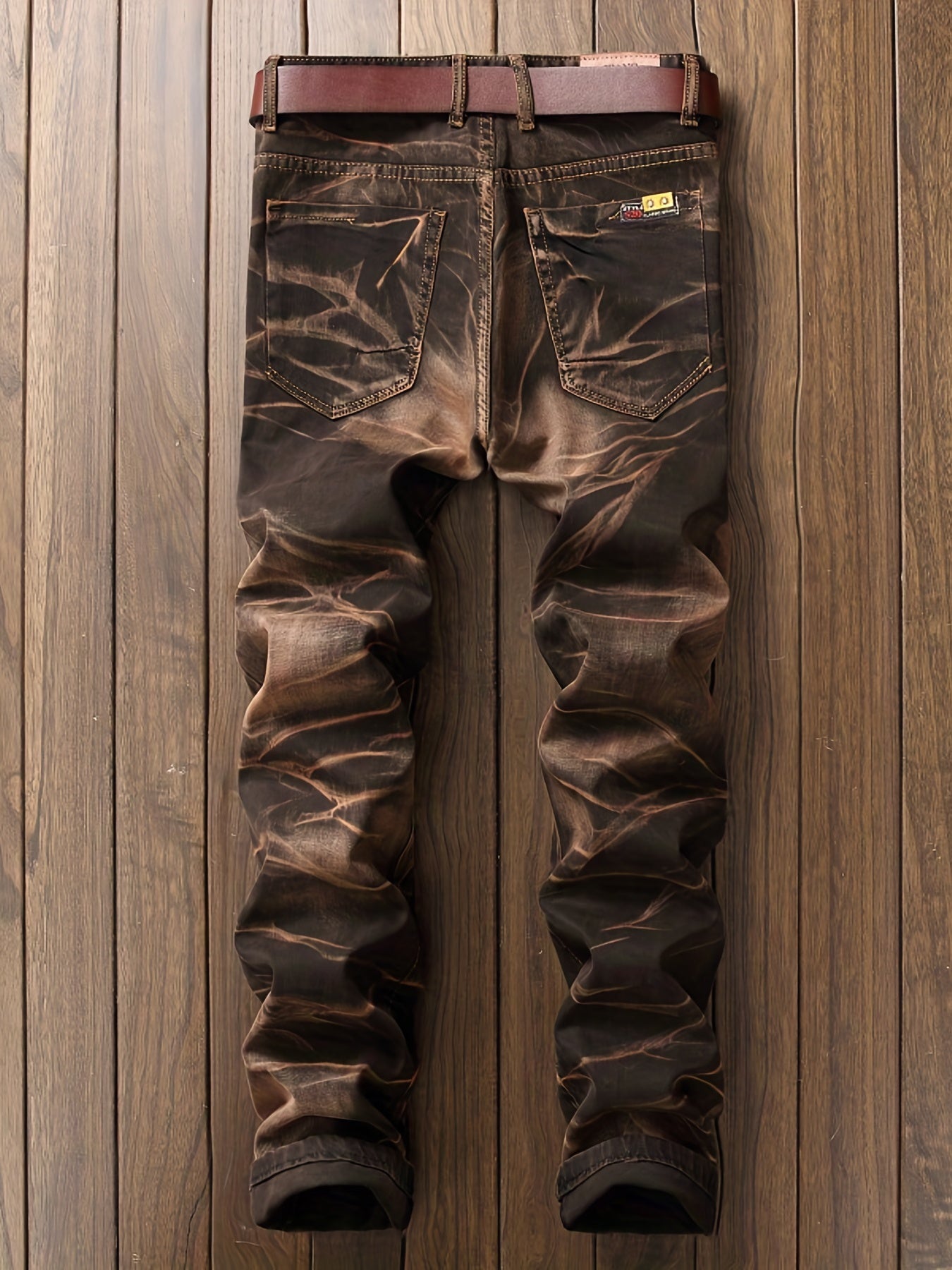 Maxct  Men's New Zipper Distressed Straight Retro Jeans Best Sellers